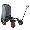 thumbnail image 2 of Dump Cart, Poly Garden Dump Cart with Easy to Assemble Steel Frame, Dump Wagon with 2-in-1 Convertible Handle, Utility Wheelbarrow 600 lbs Capacity, 10 inch Tires, 2 of 9