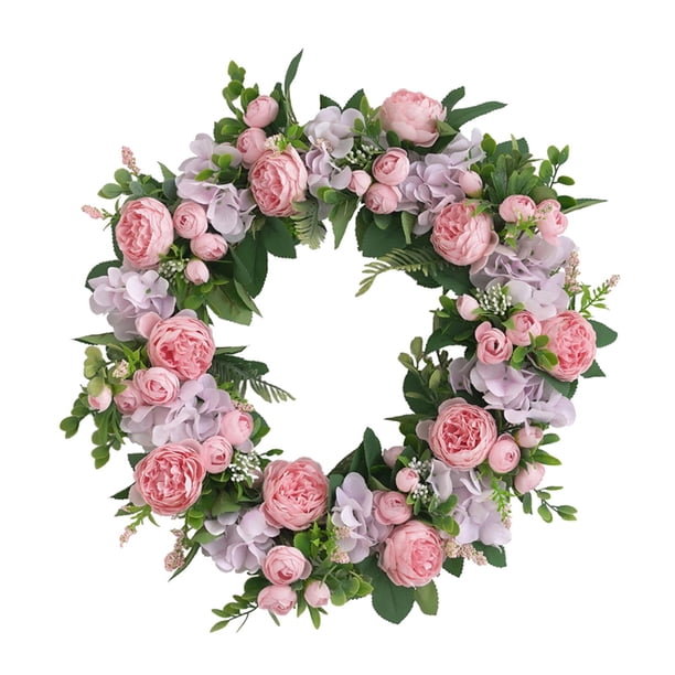 Guirnalda de peonías para primavera, verano, otoño e invierno, ideal para decorar la puerta de entrada en bodas. Rosado morado