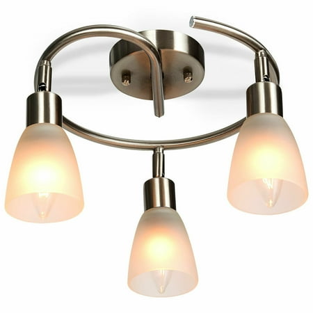 Gymax Rotatable 3-Light Ceiling Lamp Glass Shade Chandelier Spotlight