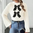 thumbnail image 4 of Fengactive Women's Knit Sweater 2025 Fashion Pullover Loose Long Sleeve Crew Neck Big Bow Solid Casual Soft Tops, 4 of 6