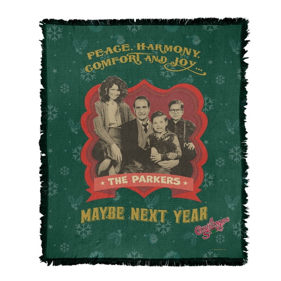 A Christmas Story Blanket, 50'x60' Christmas Card Woven Tapestry Cotton Blend Fringed Throw