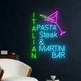 thumbnail image 2 of Handmadetneonsign Italian Pasta Steak & Martini Bar Led Sign, Martini Neon Light, Martini Cocktail, 2 of 5