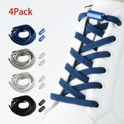 SJENERT 4 Pairs No Tie Shoelaces Elastic Lock Fast Lacing Lazy Lace Adult Kids Sport Sneakers Shoe Strings Shoe Laces Men Women Lock Quick Lazy Laces(White black grey blue)