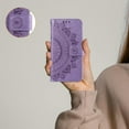 thumbnail image 6 of Mandala Phone Cover for Samsung Galaxy A14 4G/5G, Ultra Slim Flip Case with Card Slot Magnetic Closure Embossing PU Leather Case with Stand Function and Lanyard Foldable Motif - Purple, 6 of 11
