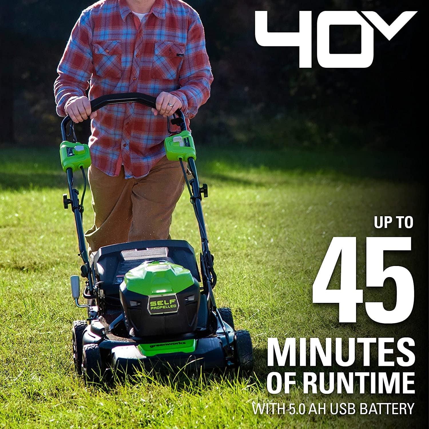 Greenworks 40V 21" Brushless Cordless (Self-Propelled) Lawn Mower, 5.0Ah Battery and Charger Included