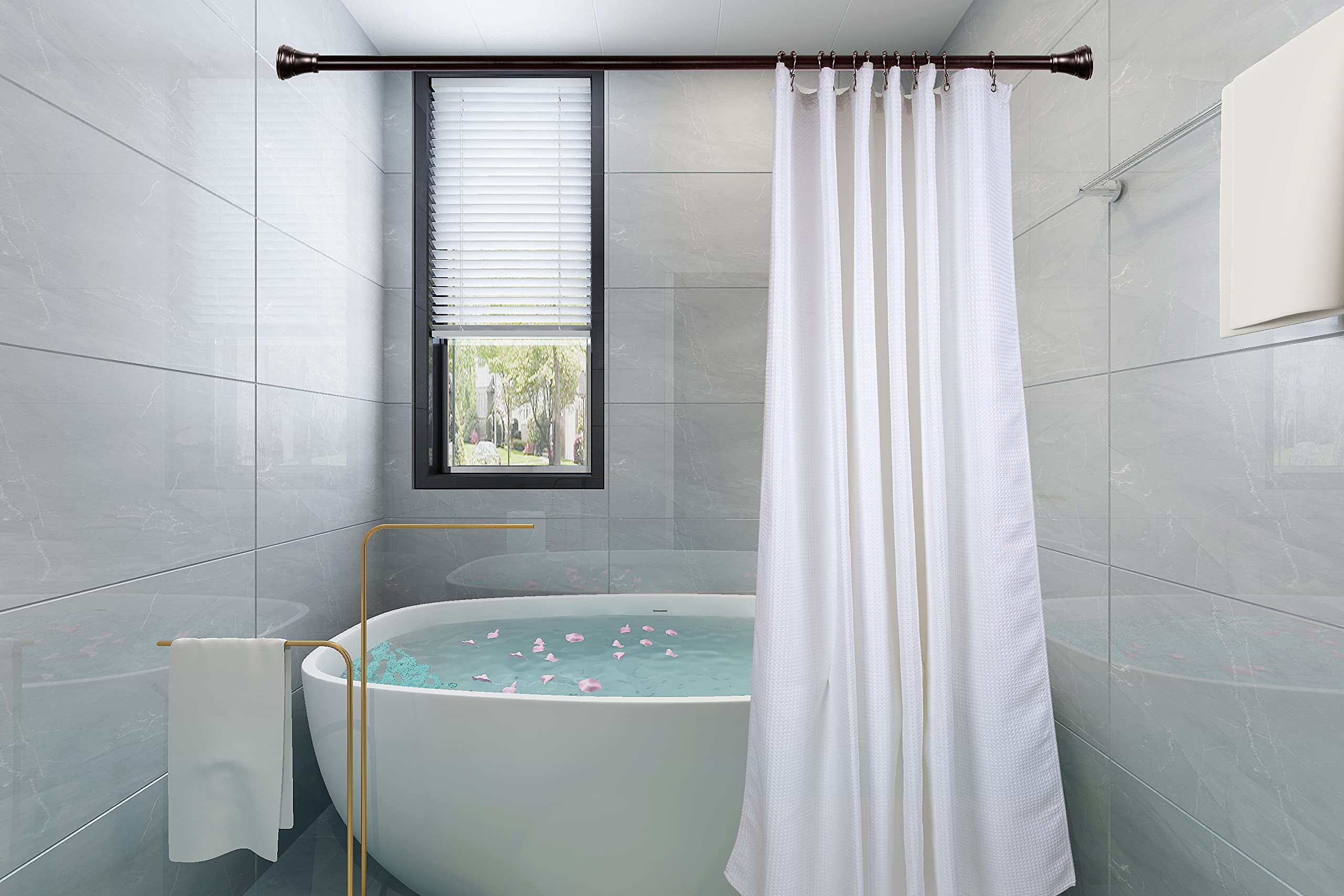 Utopia Alley  Double Roller Ball Stainless Steel Shower Curtain Hooks Rings, Set of 12 Oil Rubbed Bronze