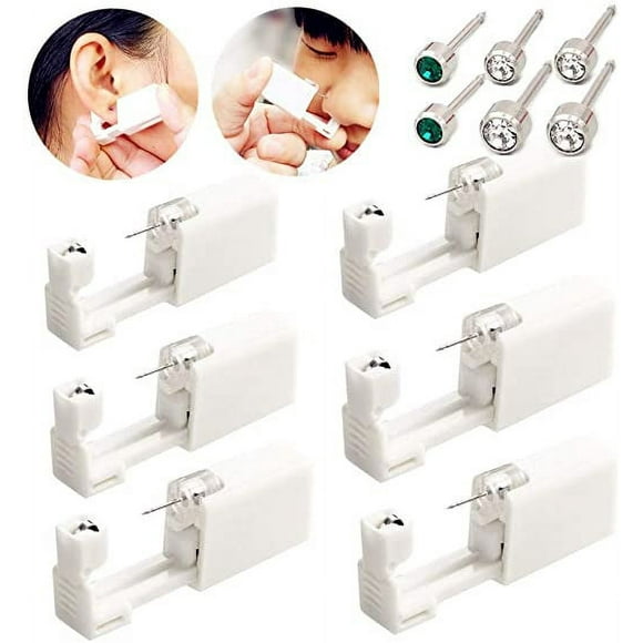 1 Pcs Piercer +1 Pcs Nose Stud +6Pcs Pad Ear Nose Piercing Tools Kit, Beauty Equipment