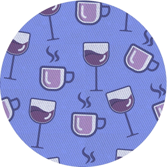 Ahgly Company Tapis Rond Lavable en Machine Intérieur Transitionnel Bleu Denim, 4 Pieds Rond