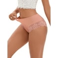 thumbnail image 4 of INSPIRE CHIC Women's Lace Trim High Waist Briefs Full-Coverage Lace Back Underwear Panties S Camel, 4 of 4