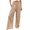 Khaki, variant on High Waist Wide Leg Pants for Women, Elastic Waist Split Hem Casual Pants, Loose Fit Comfortable Trousers with Pockets, Stylish Beach Pants for Outdoor, Daily Wear and Vacation-White