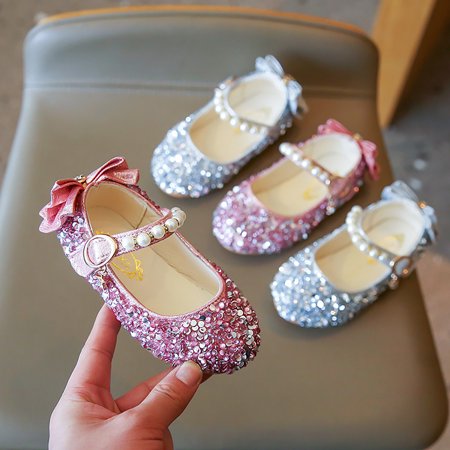 

ãJisuanãGirls Sandals Girls Baby Princess Shoes Bowknot Sandals Dancing Shoes Pearl Bling Shoes Single Kids Shoes