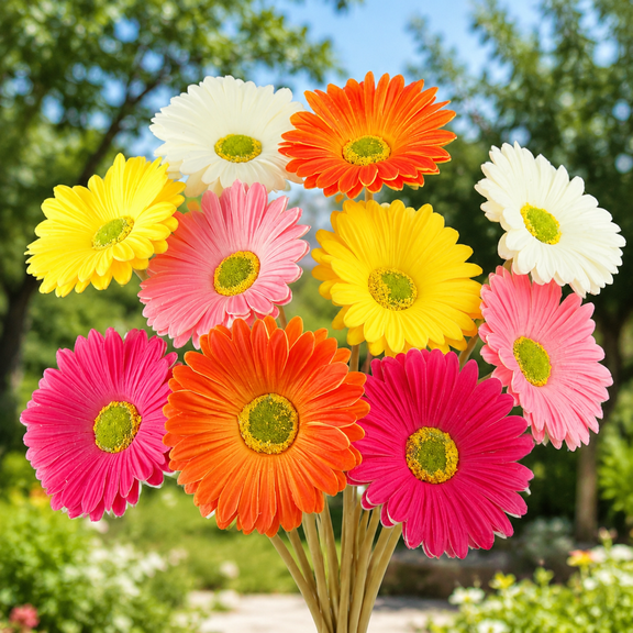 Artificial Gerbera Daisies Flowers Artificial Daisy Bouquet Fake Daisy Stems Faux Flowers Bulk Artificial Flowers Wildflowers Silk Flowers for Wedding Bridal Bouquet Party Home Kitchen