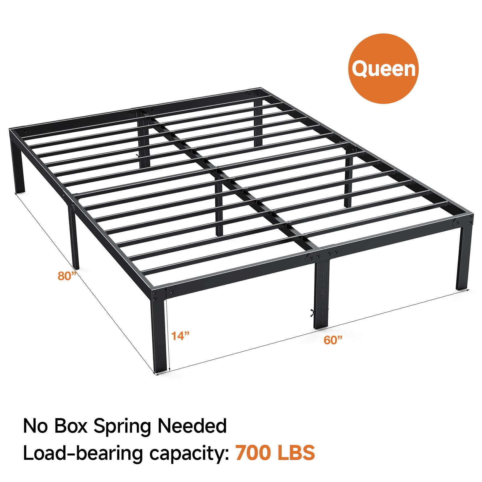Alvantor Heavy Duty Metal Bed Frame with Storage, Steel Slat Support,Black,Queen