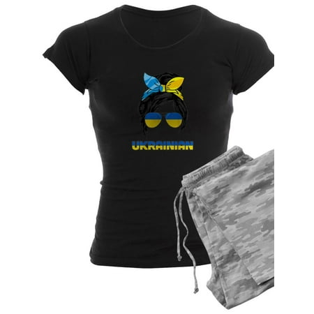 

CafePress - Messy Bun Hair Ukraine Ukrainian Flag Girl Pajamas - Women s Dark Pajamas
