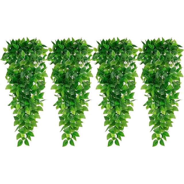 Plantas Colgantes Artificiales 4 Piezas Planta Colgante Falsa Planta Colgante Artificial Plantas Artificiales para Exteriores Plantas de plástico (Verde)
