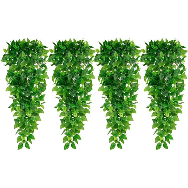 Plantas Colgantes Artificiales 4 Piezas Planta Colgante Falsa Planta Colgante Artificial Plantas Artificiales para Exteriores Plantas de plástico (Verde)