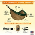 thumbnail image 3 of Gold Armour Camping Hammock - Extra Large Double Parachute Hammock Khaki and Dark Green, 3 of 7