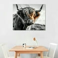 thumbnail image 2 of Orinice Highland Cow Wall Art Canvas Black and White Cow Picture Prints Framed Artwork for Bathroom Farmhouse Wall   16x12in, 2 of 6