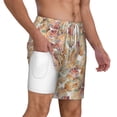thumbnail image 3 of Goofa Seashells Printed Men's Swim Trunks Board Shorts Quick Dry Mens Swimming Trunks with Compression Liner,Breathable Fit Hawaii Beach Shorts-3X-Large, 3 of 9