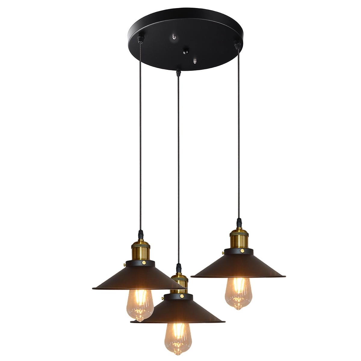 3-Light Kitchen Island Pendant Light, Industrial Lighting Fixture Hanging for Dining Room Pool ...