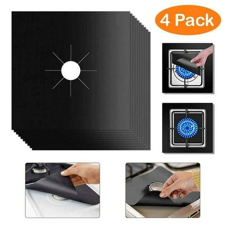 

4 x Gas Protector Stove Hob Liner Gas Top Cover Non Cooker Range Stick Black