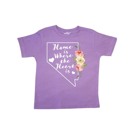 

Inktastic Nevada Home is Where the Heart is with Watercolor Floral Gift Toddler Boy or Toddler Girl T-Shirt