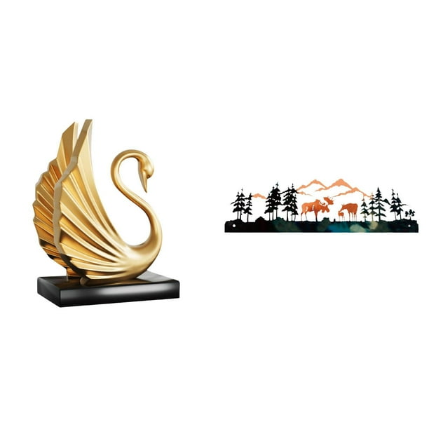 estatua de resina de cisne,Figuras de cisne,estatuas,decoración del hogar,fiesta de bodas,Escultura de pared,Escultura decorativa de pared con flores de metal estilo bohemio,Arte de pared