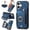 Blue, variant on Back Case Compatible with iPhone 16 Plus, Adjustable Ring Holder PU Leather Card Slots Wrist Strap Support Magnetic Car Mount RFID Blocking Phone Case Cover for iPhone 16 Plus, Black