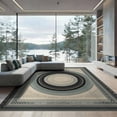 thumbnail image 2 of ODIKA 8'x10' Washable Area Rug Primitive Banded Rings Vintage Spiral Motif Concentric Ring Folk for Dining Room, Large Office, Lounge, Non-Slip Chair-Friendly Mat, 2 of 7