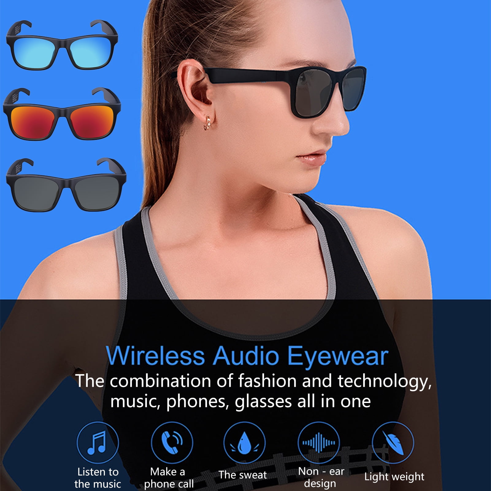 Taluosi Smart Sunglasses 5.0 Polarized Lens Wireless Stereo Audio Glasses
