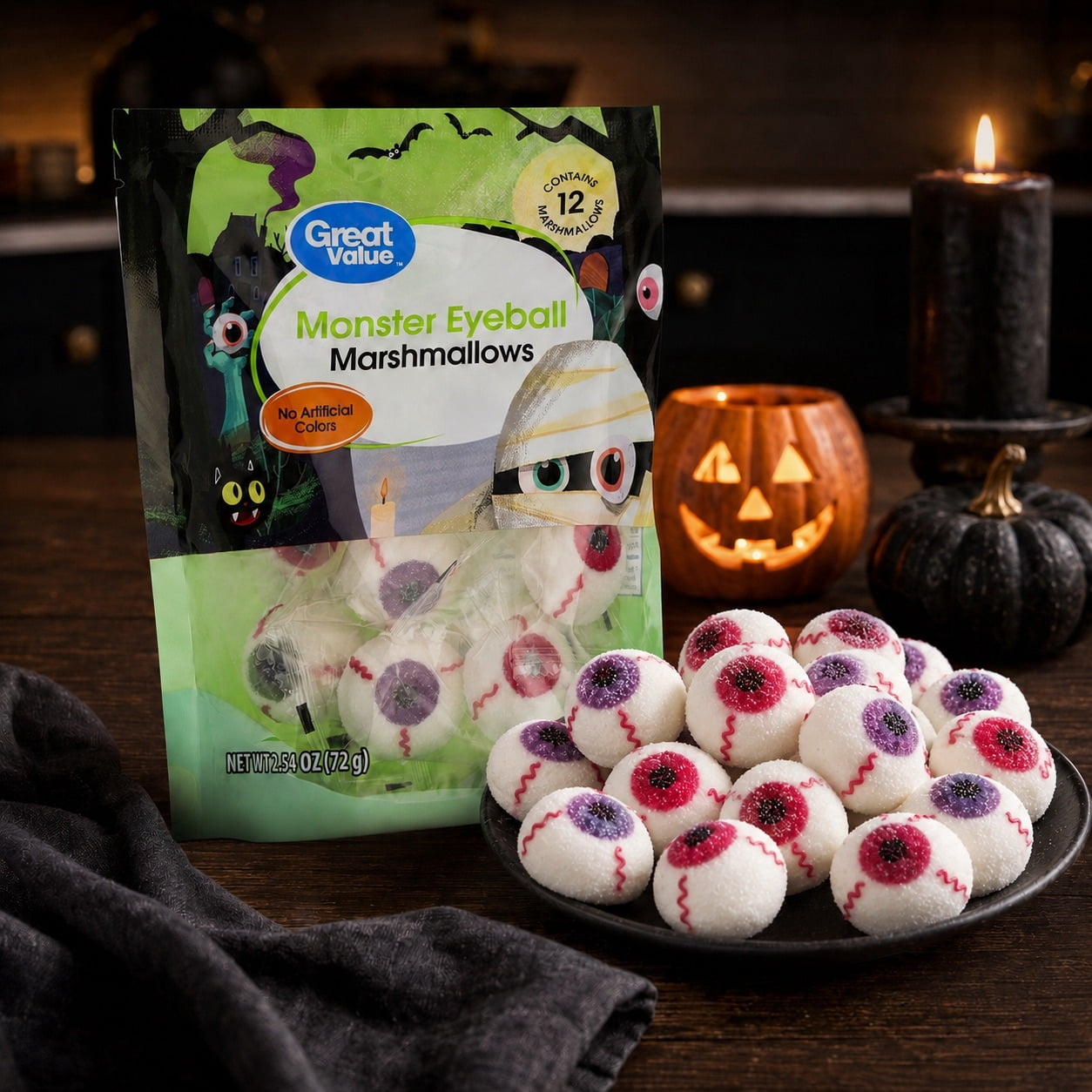 Great Value Monster Eyeball Marshmallows, 2.54 oz, 12 Count