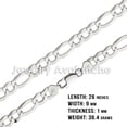 thumbnail image 2 of Mens .925 Sterling Silver Flat Figaro Link Chain Necklace 9MM - 26 inches #CH609s26, 2 of 7