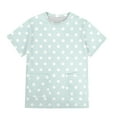 thumbnail image 4 of Lumtrix Girls Boho Print Shirts Summer Casual Polka Dot Short Sleeve Crewneck Tops with Pocket for 2-14 Years Mint Green 100, 4 of 5