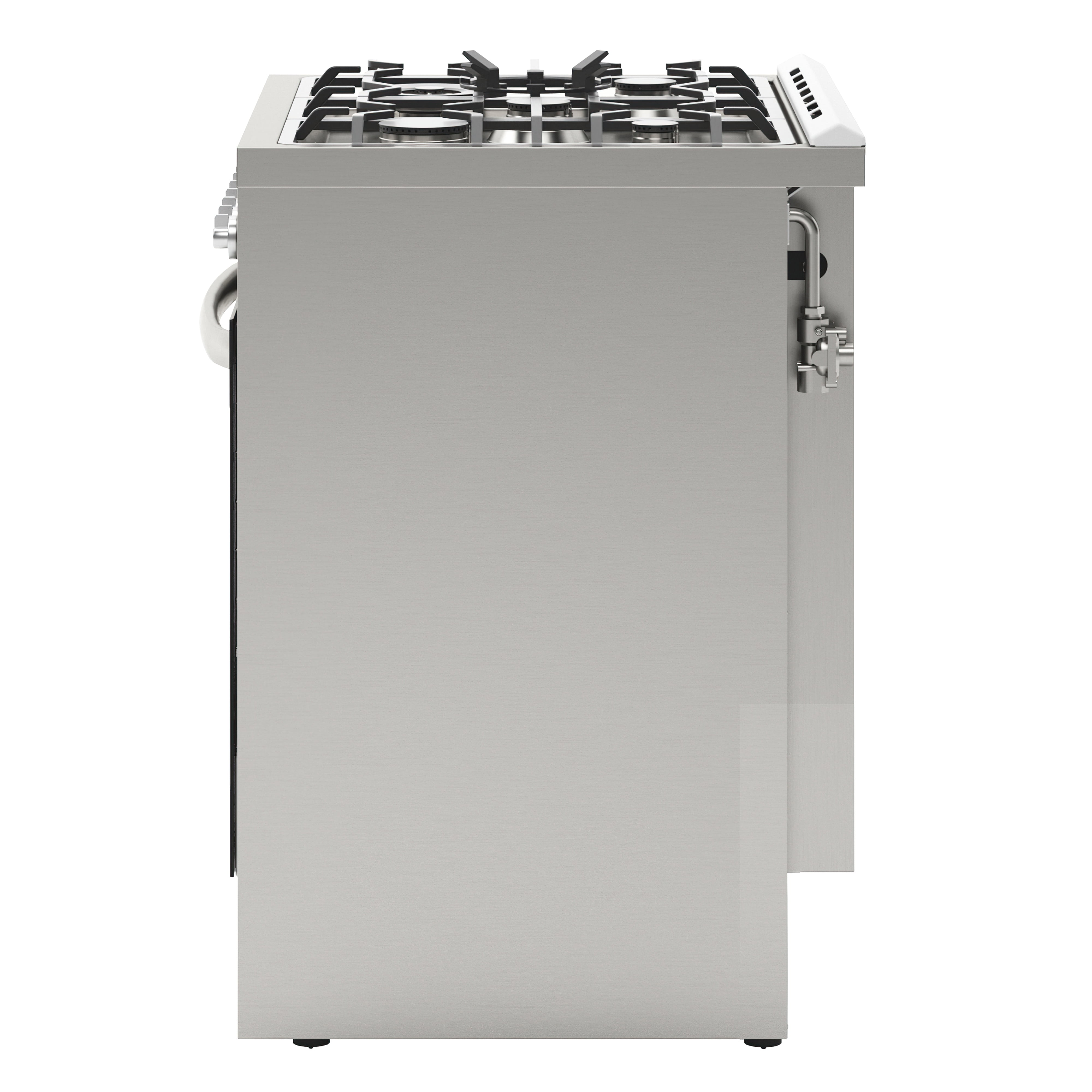 30” Inch Professional Gas Range Stove with 5 Burner Cooktop, Rapid Convection Oven, and Digital Timer with Heavy-Duty Cast Iron Grates, Stainless-Steel Appliance, Silver