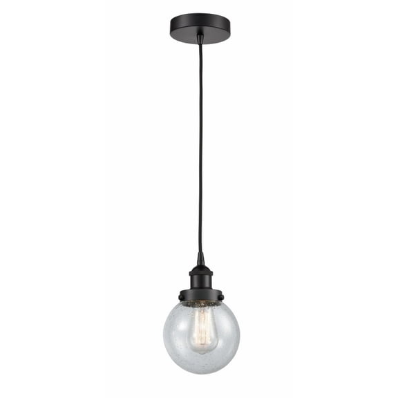 616-1PH-BK-G204-6-LED-Innovations Lighting-Beacon - 1 Light Mini Pendant In Industrial Style-9.5 Inches Tall and 6 Inches Wide Matte Black Seedy