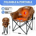 thumbnail image 3 of NAIZEA 2 PACK Oversized Heated Camping Chair, Portable Folding Lawn Chair, 3 Heat Levels, Outdoor Lounge Patio Chair, with Large Pockets , Travel Bag and Headrest, Supports 500lb, 3 of 7
