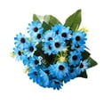 thumbnail image 2 of Blue Daisy Flowers Artificial with Green Leaves, Fake Flowers for Home Decor Living Room, Farmhouse Table Centerpiece Decor 1 Pack, 2 of 4