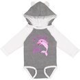 thumbnail image 3 of Inktastic Dolphin-itely in Love- cute pink dolphin Boys or Girls Long Sleeve Baby Bodysuit, 3 of 5