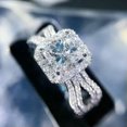 thumbnail image 2 of Pretty Cubic Zircon Women Engagement 925 Silver Rings Jewelry Sz 6-10, 2 of 6