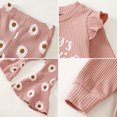 thumbnail image 5 of GYRATEDREAM Baby Girl Fall Winter Clothes Ruffle Sleeve Crewneck Sweatshirts Flare Pants 2pcs Toddler Outfits Set, 5 of 9