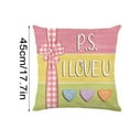 thumbnail image 2 of SugarBloom Love Print Linen Pillowcase with Valentine's Day Letters, Pink Romantic Home Decorative Throw Pillow Cover,C, 2 of 2