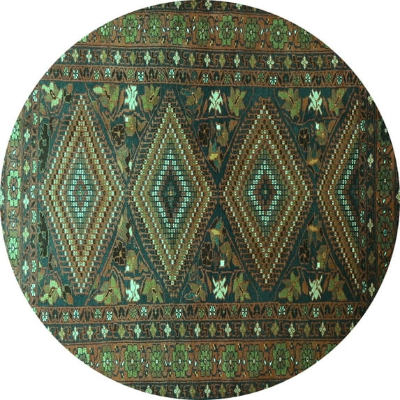 Ahgly Company Indoor Round Persian Turquoise Blue Traditional Area Rugs, 3' Round