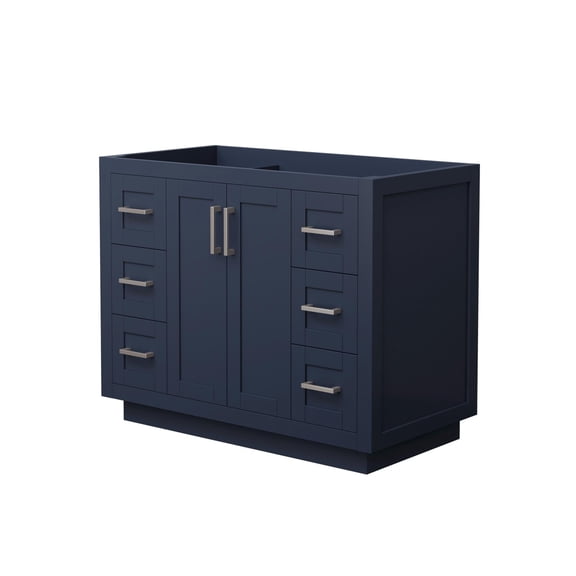 Wyndham Collection Miranda 42" Wood Single Bathroom Vanity in Nickel/Dark Blue