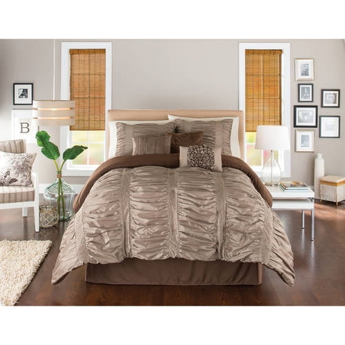 Better Homes and Gardens 7Piece Embroidered Ruching Full Bedding Comforter Set
