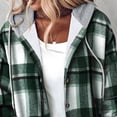 thumbnail image 4 of Women's Winter Casual Fashion Plaid Hooded Long Sleeve Wool Blend Outer Fleece Lined Thickened Button Closure Jacket Coat Top for Winter Daily Casual Outfits, 4 of 6