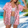 thumbnail image 4 of felwors Women Hawaiian Shirt Tropical Summer Beach Hawaii Shirts Floral Tropic Short Sleeve Button Up Top Blouses Aloha Luau Outfit (Light Pink, S), 4 of 7