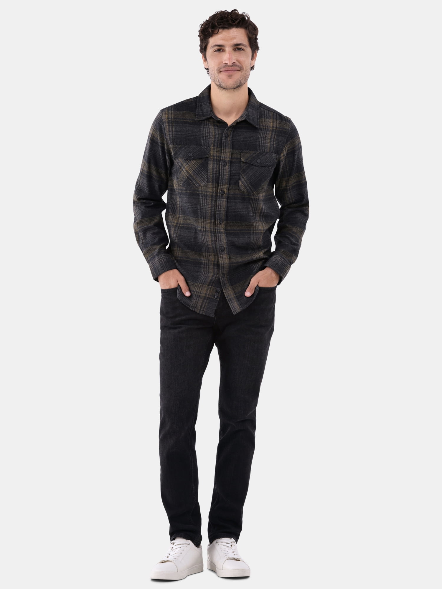 Burnside Men's Modern Fit Plaid Flannel Shirt with Long Sleeves, Sizes S-2XL