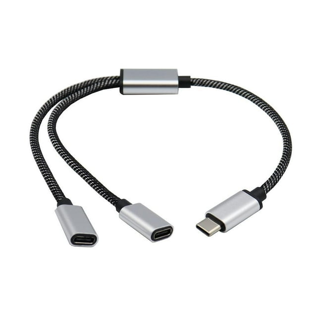 Universal USB C Male to Dual USB C Female Splitter Hub Cable for Type C Charger & Data Transfer, Portable Adapter for Phones Tablets Laptops Peripherals