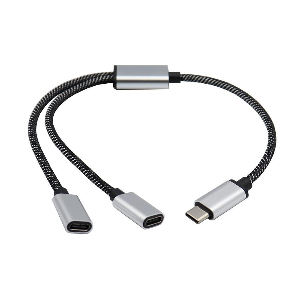 USB C Male to Two USB C Female Splitter Hub Cable for Type C Charger Powerbanks