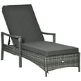 thumbnail image 2 of Outsunny Wicker Chaise Lounge, 4 Position Adjustable Backrest and Cushions Outdoor Lounge Chair PE Rattan Sun Lounger for Poolside, Balcony or Garden, Dark Grey, 2 of 9
